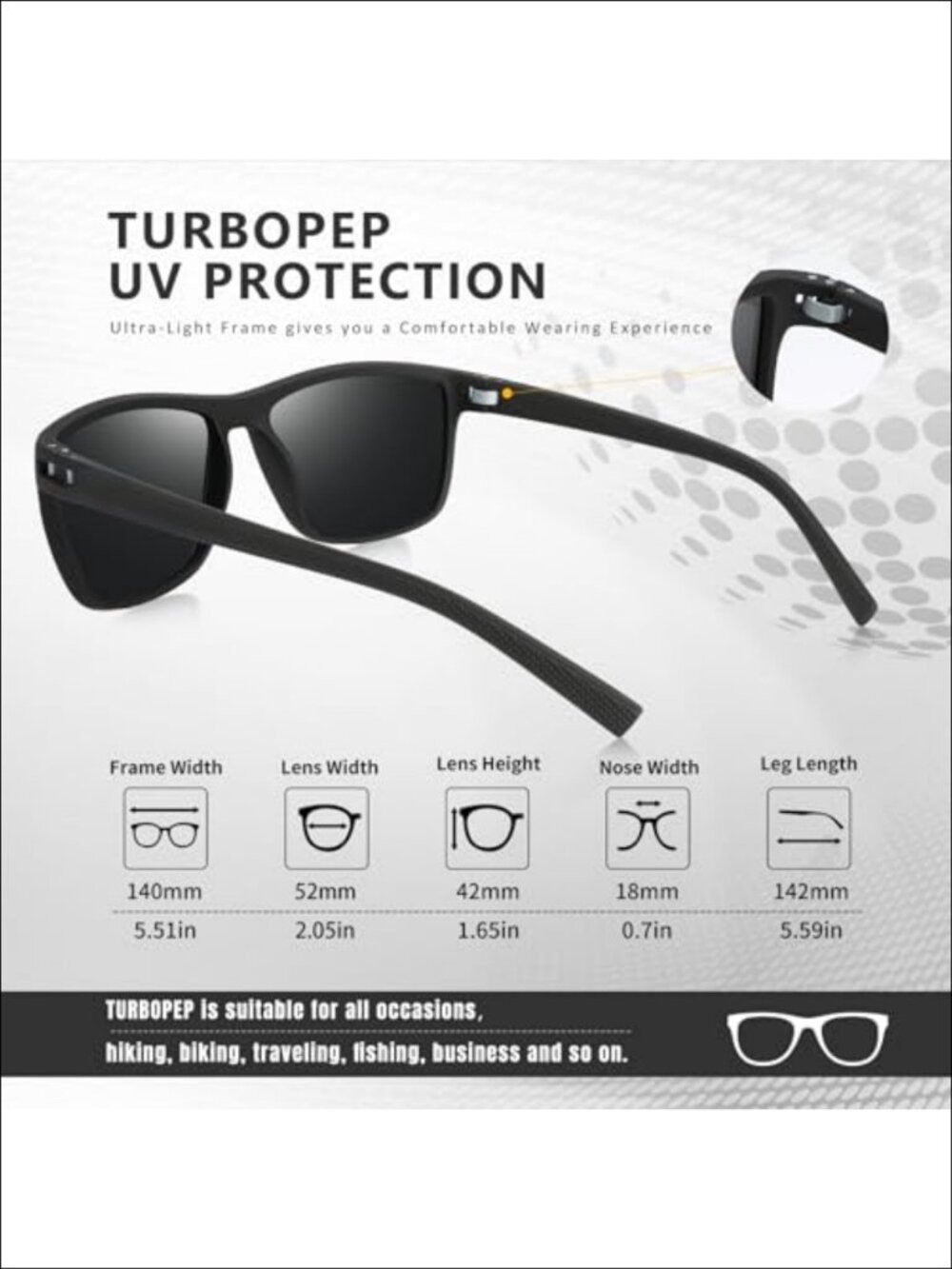Polarized Sunglasses Lightweight Rectangular Frame UV Protection - Picture 3 of 6
